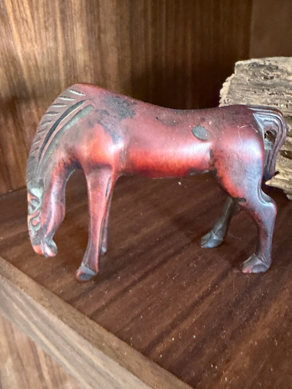 Carved wood look horse